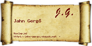 Jahn Gergő névjegykártya